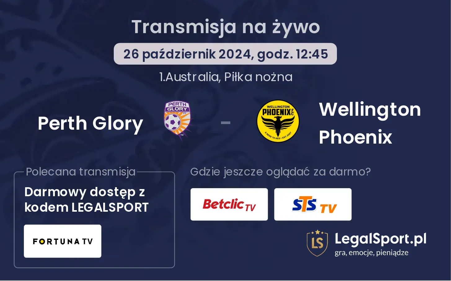 Perth Glory - Wellington Phoenix transmisja na żywo