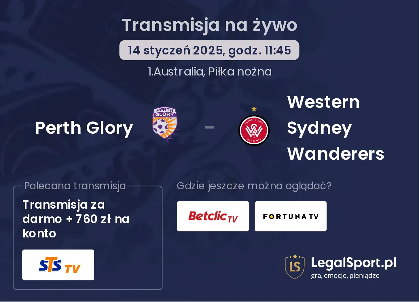 Perth Glory - Western Sydney Wanderers transmisja na żywo