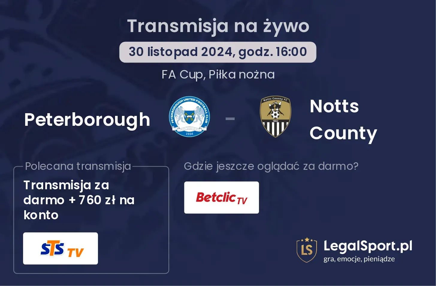 Peterborough - Notts County transmisja na żywo