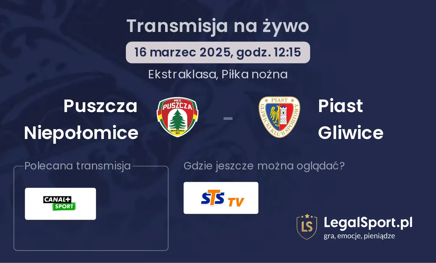 Puszcza Niepołomice - Piast Gliwice gdzie oglądać?