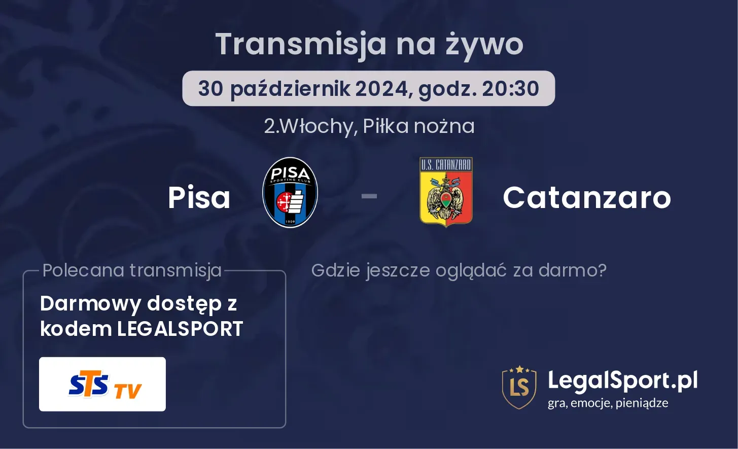 Pisa - Catanzaro transmisja na żywo