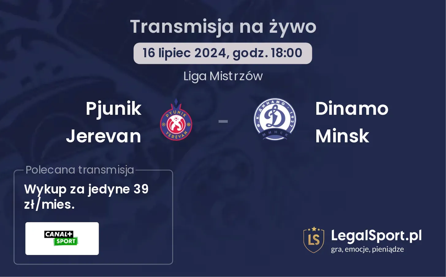 Pjunik Jerevan - Dinamo Minsk transmisja na żywo