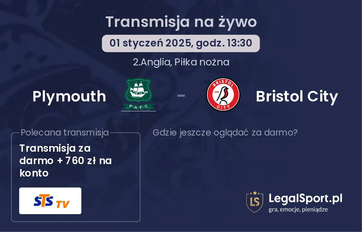 Plymouth - Bristol City transmisja na żywo