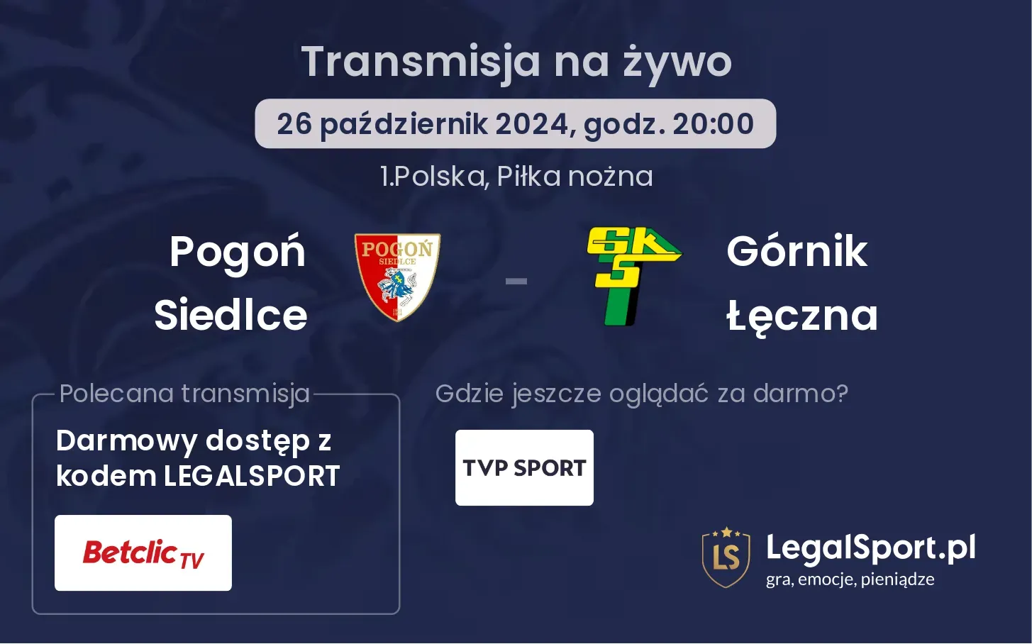 Pogoń Siedlce - Górnik Łęczna transmisja na żywo