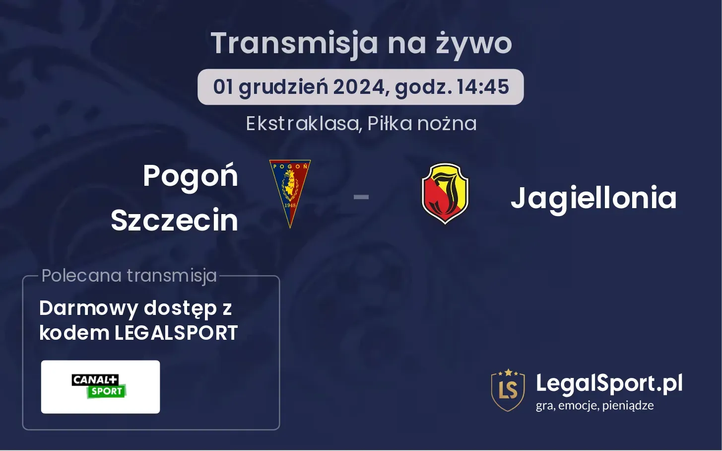 Pogoń Szczecin - Jagiellonia transmisja na żywo