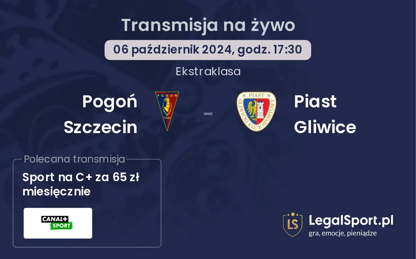 Pogoń Szczecin - Piast Gliwice transmisja na żywo