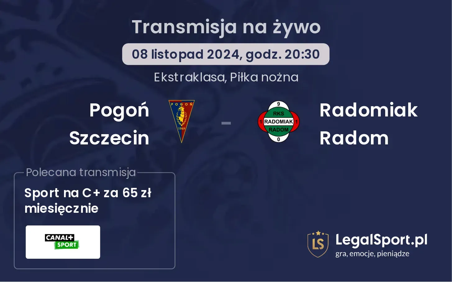 Pogoń Szczecin - Radomiak Radom gdzie oglądać? 08.11, godz. 20:30