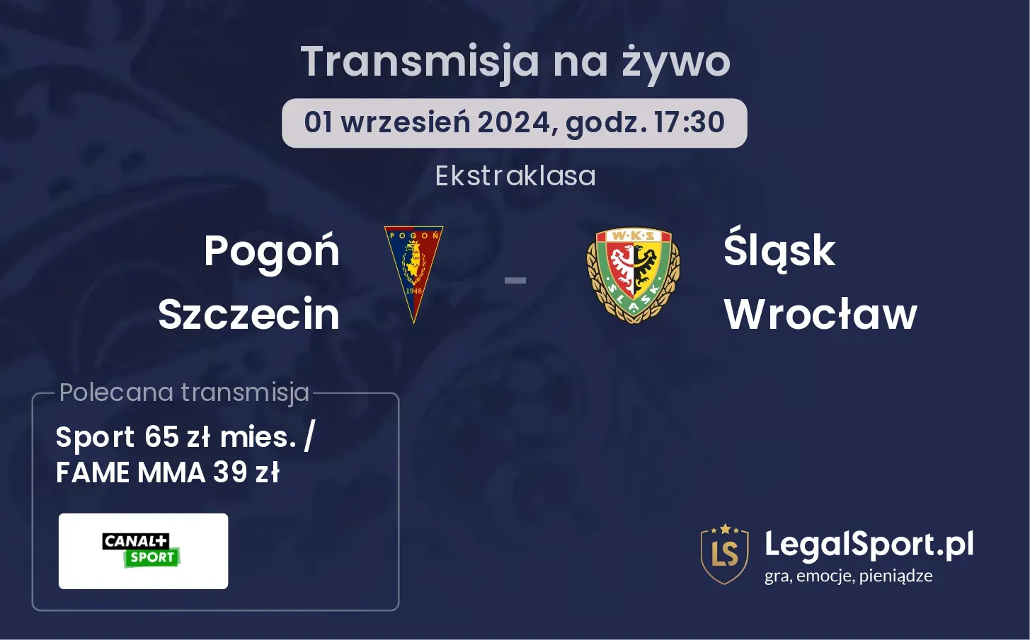 Pogoń Szczecin - Śląsk Wrocław transmisja na żywo