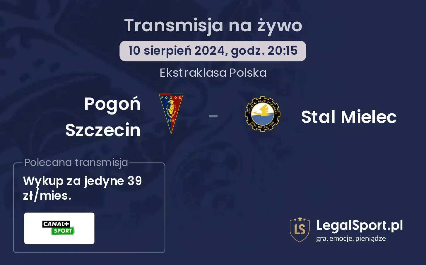 Pogoń Szczecin - Stal Mielec transmisja na żywo