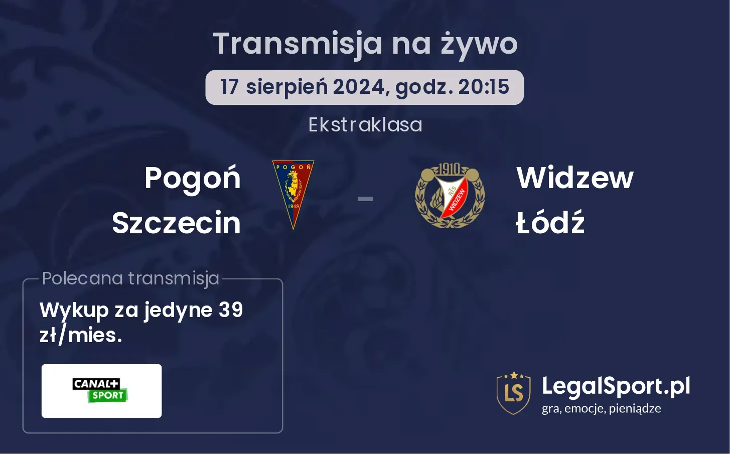 Pogoń Szczecin - Widzew Łódź transmisja na żywo