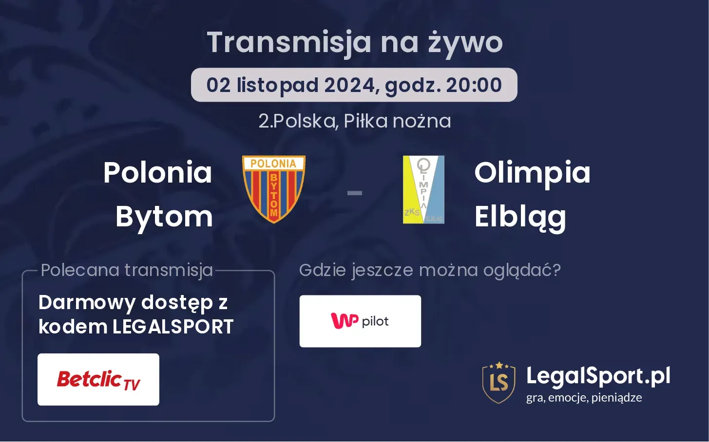 Polonia Bytom - Olimpia Elbląg transmisja na żywo