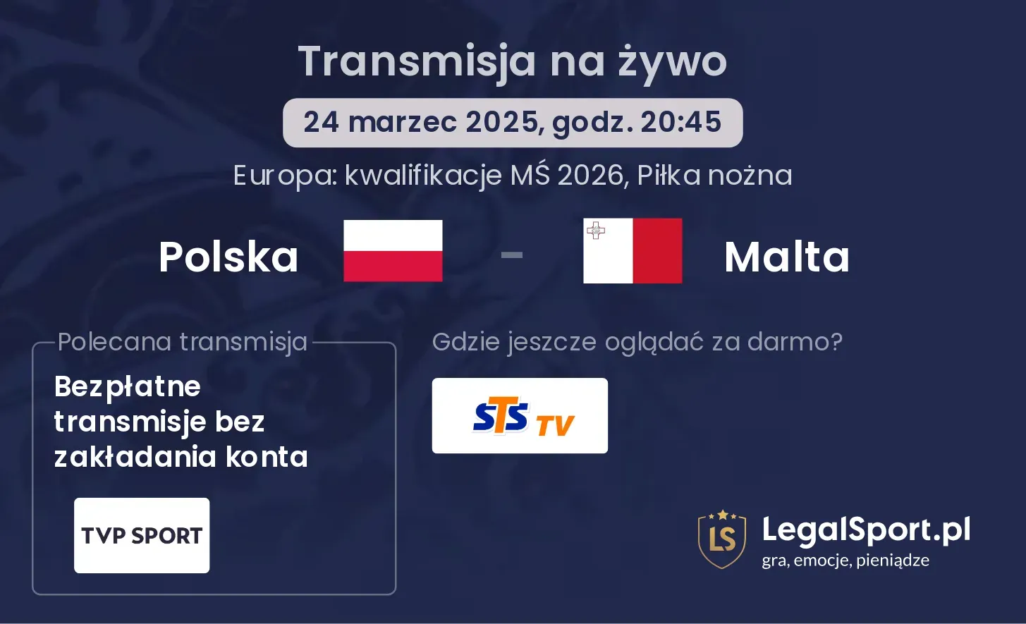 Polska - Malta gdzie oglądać?