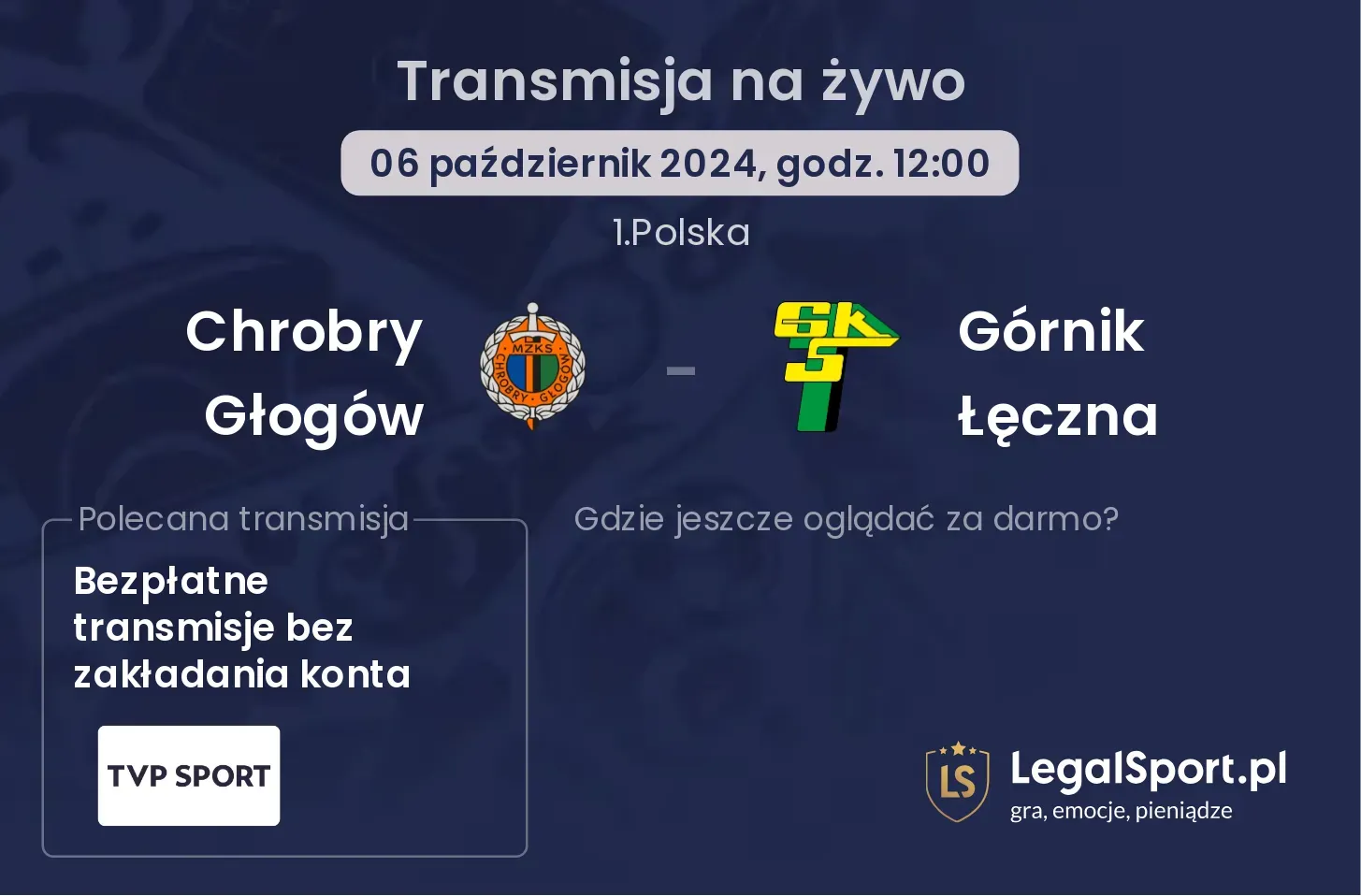 Chrobry Głogów - Górnik Łęczna transmisja na żywo