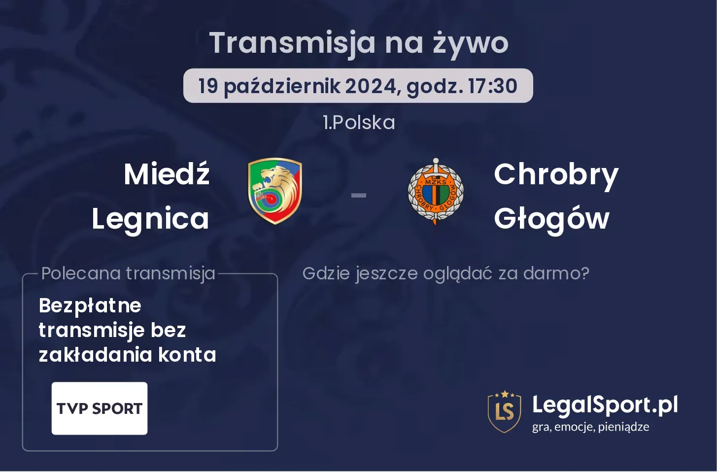 Miedź Legnica - Chrobry Głogów transmisja na żywo