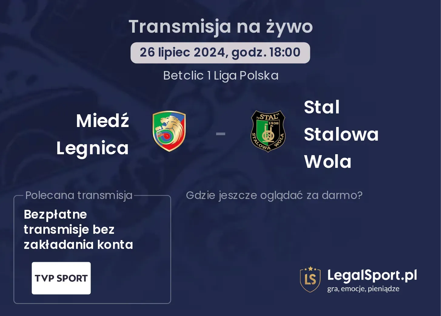 Miedź Legnica - Stal Stalowa Wola transmisja na żywo