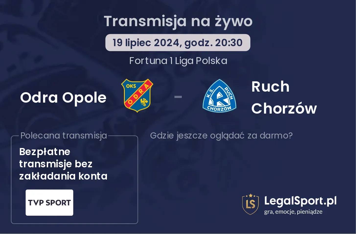 Odra Opole - Ruch Chorzów transmisja na żywo