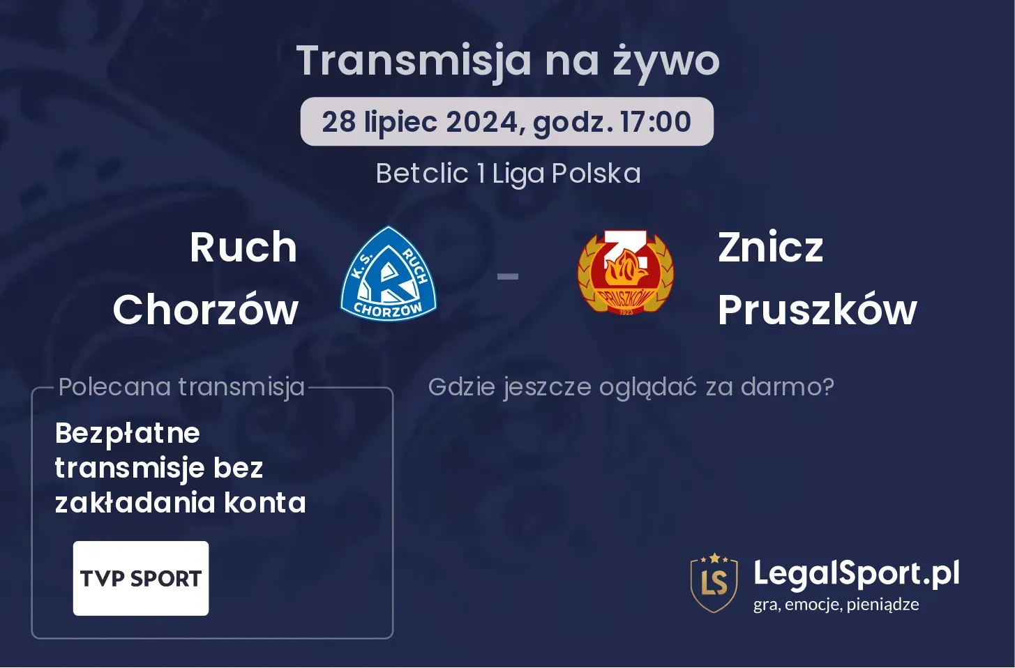 Ruch Chorzów - Znicz Pruszków transmisja na żywo