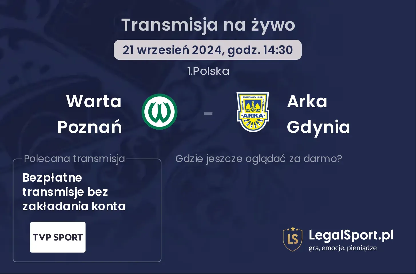 Warta Poznań - Arka Gdynia transmisja na żywo