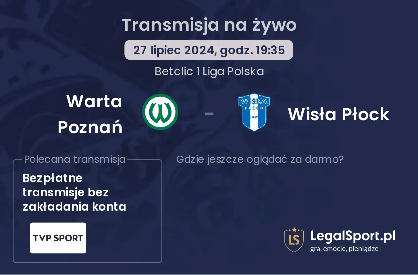 Warta Poznań - Wisła Płock transmisja na żywo