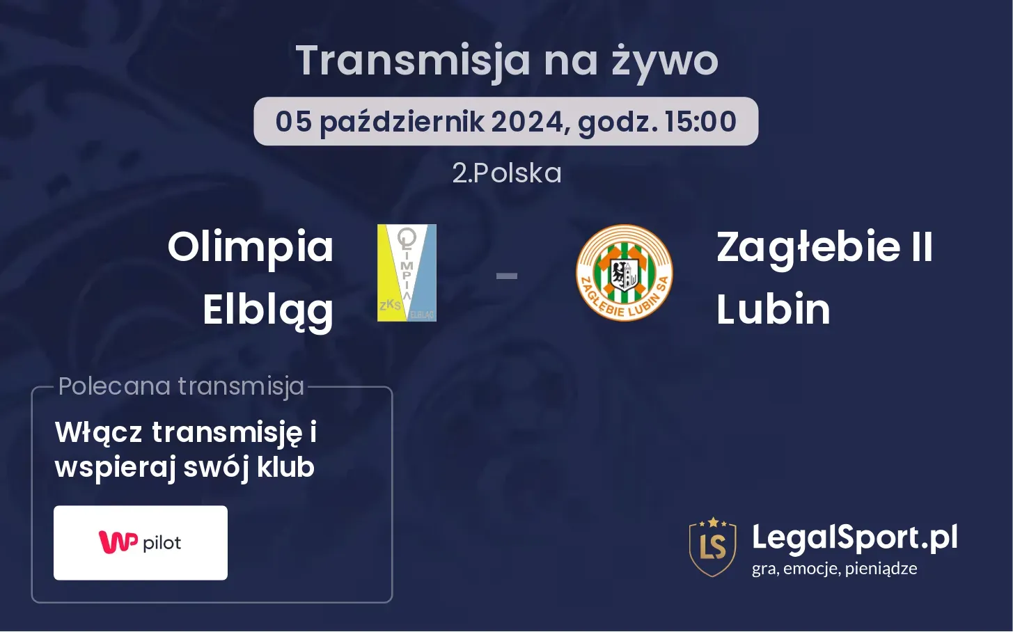 Olimpia Elbląg - Zagłebie II Lubin transmisja na żywo