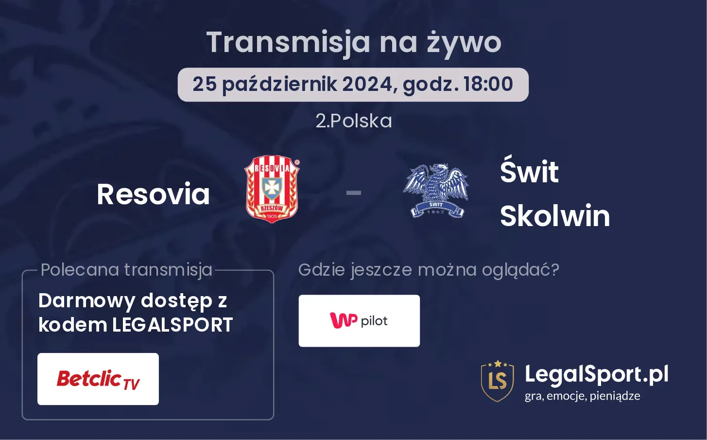 Resovia - Świt Skolwin transmisja na żywo