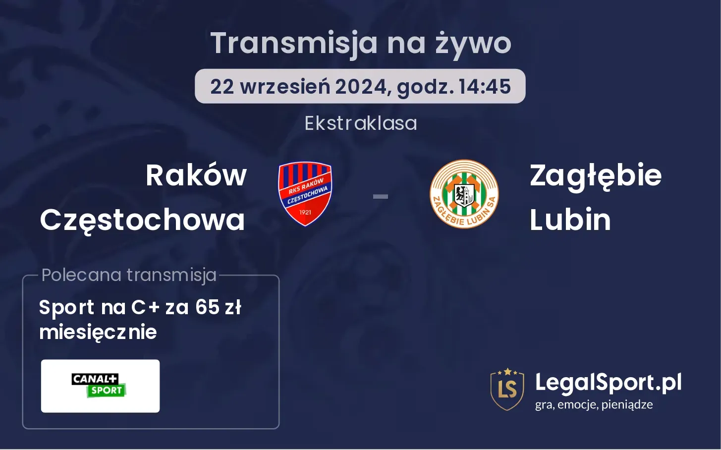 Raków Częstochowa - Zagłębie Lubin transmisja na żywo