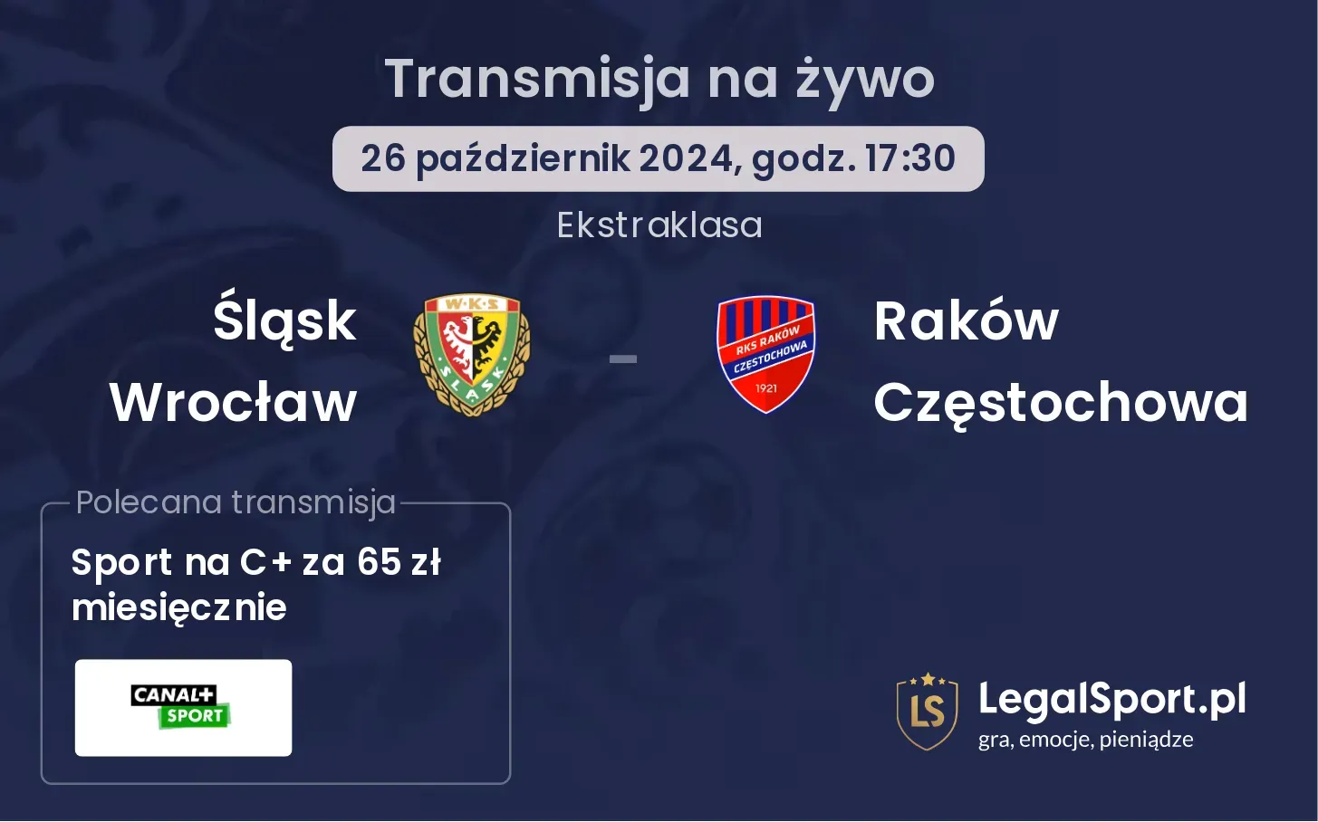 Śląsk Wrocław - Raków Częstochowa transmisja na żywo