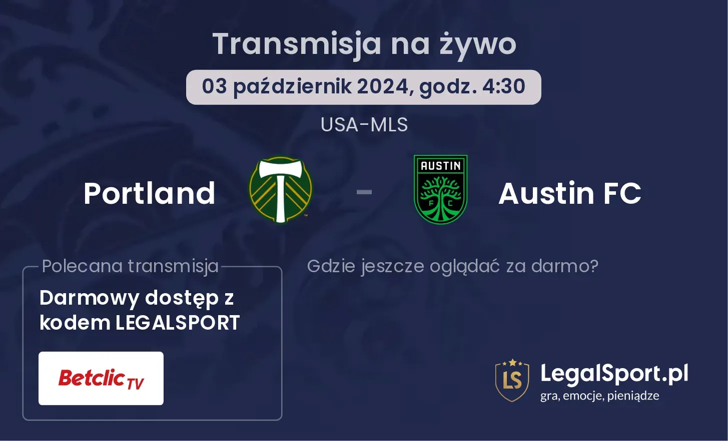 Portland - Austin FC transmisja na żywo