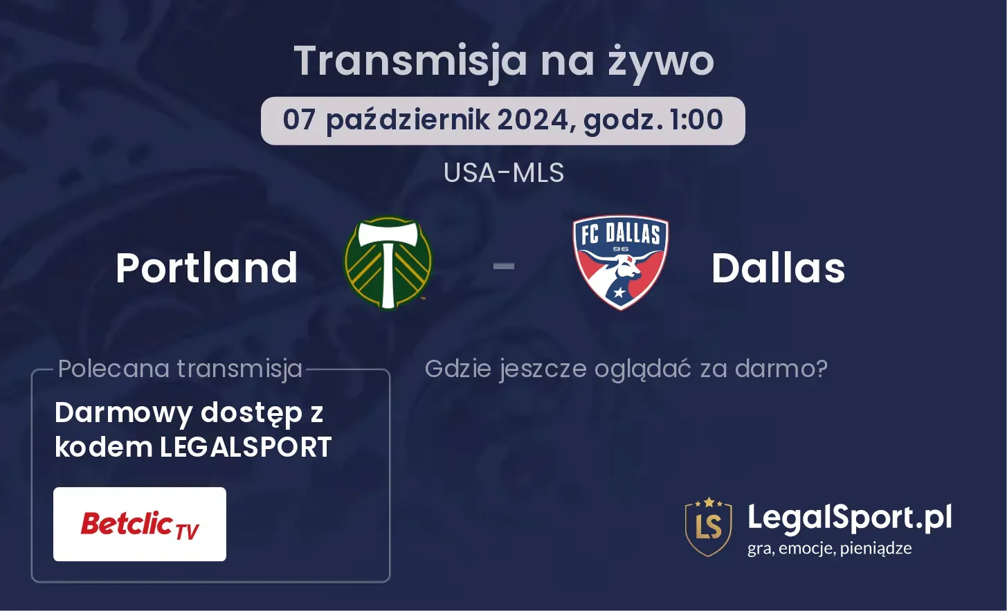 Portland - Dallas gdzie oglądać? 07.10, godz. 01:00