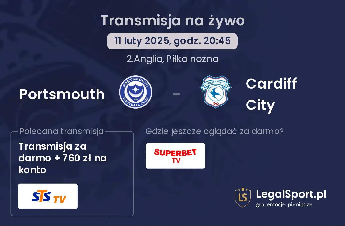 Portsmouth - Cardiff City transmisja na żywo