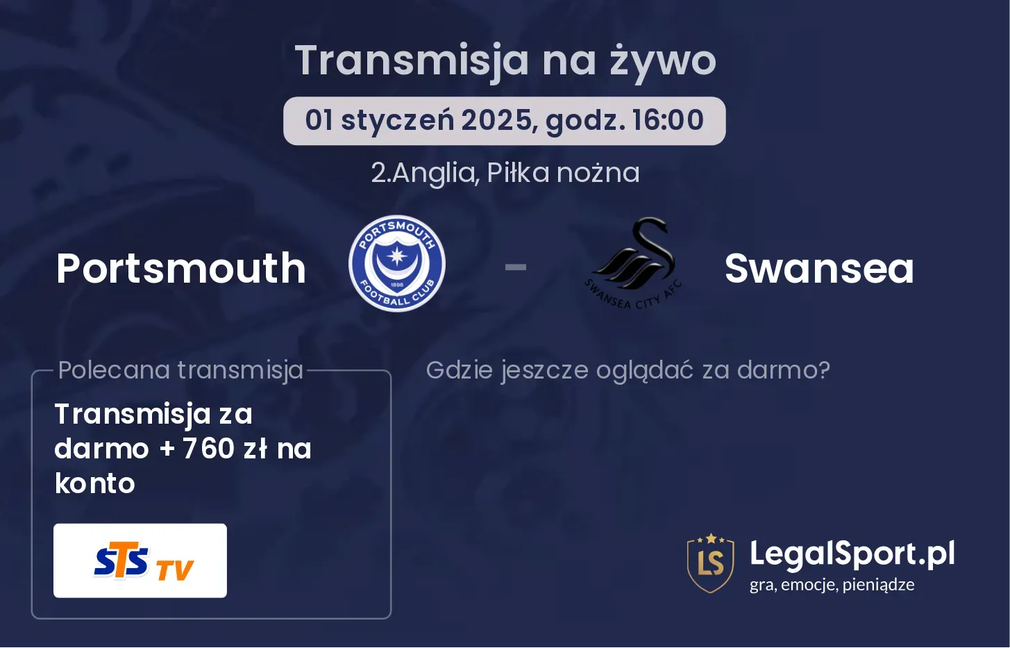 Portsmouth - Swansea gdzie oglądać transmisję?