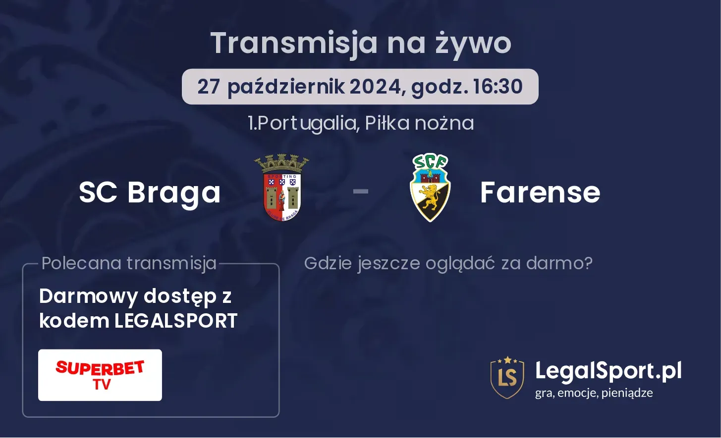 SC Braga - Farense transmisja na żywo