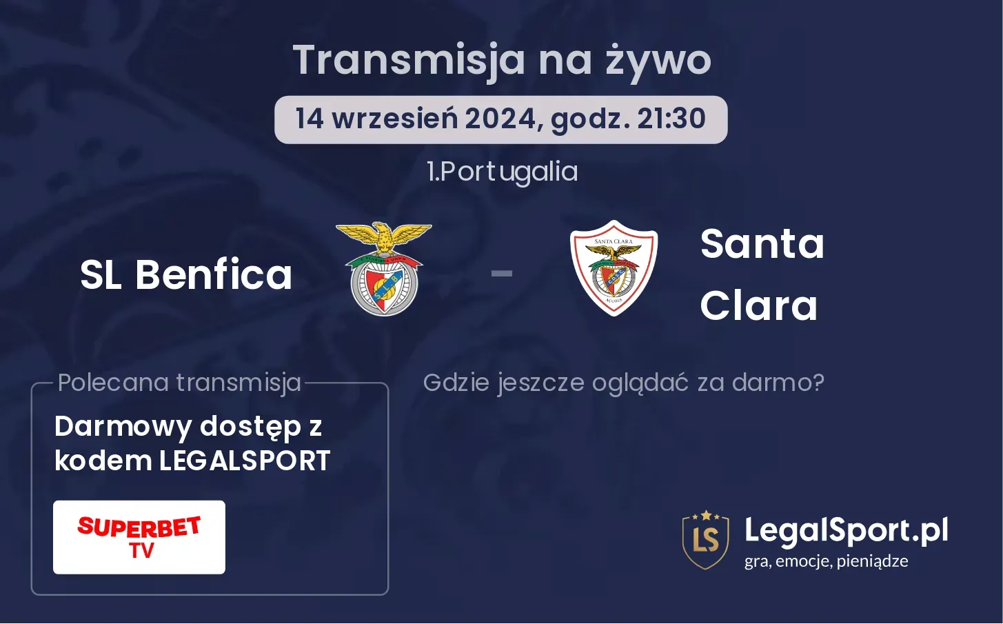 SL Benfica - Santa Clara transmisja na żywo