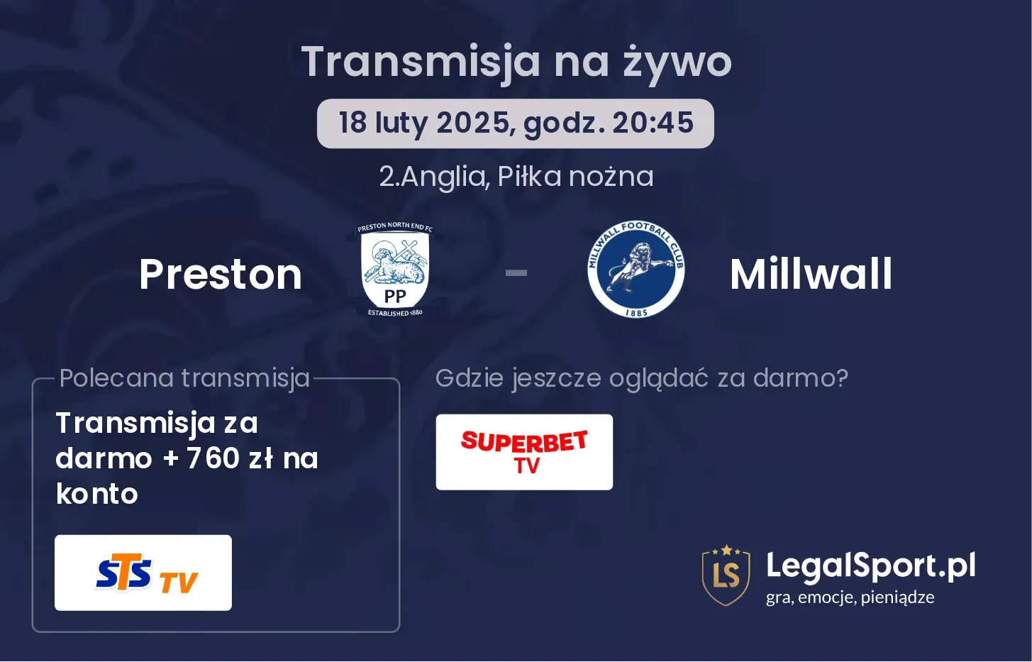 Preston - Millwall transmisja na żywo