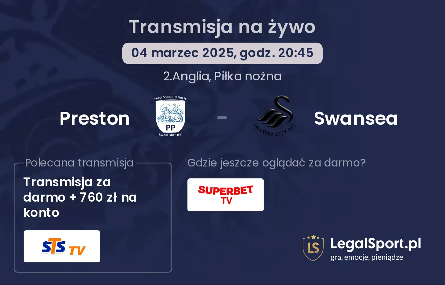 Preston - Swansea gdzie oglądać transmisję?