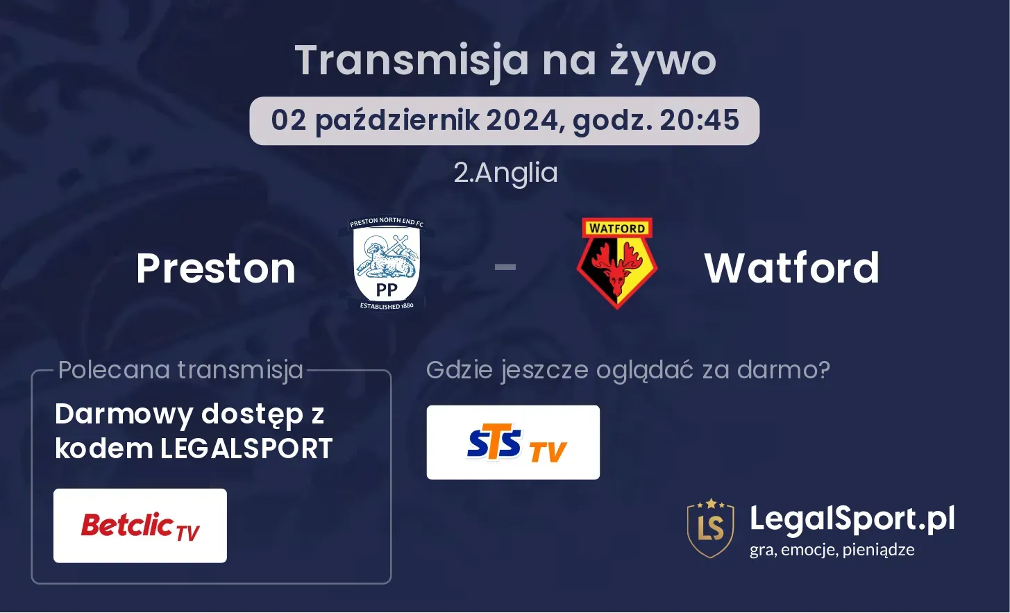 Preston - Watford transmisja na żywo