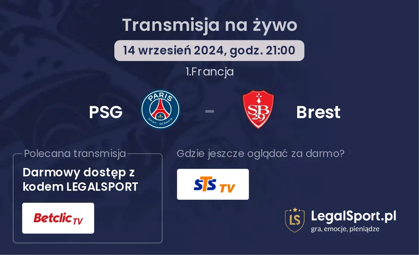 PSG - Brest transmisja na żywo