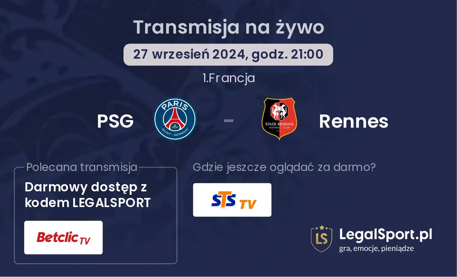 PSG - Rennes transmisja na żywo