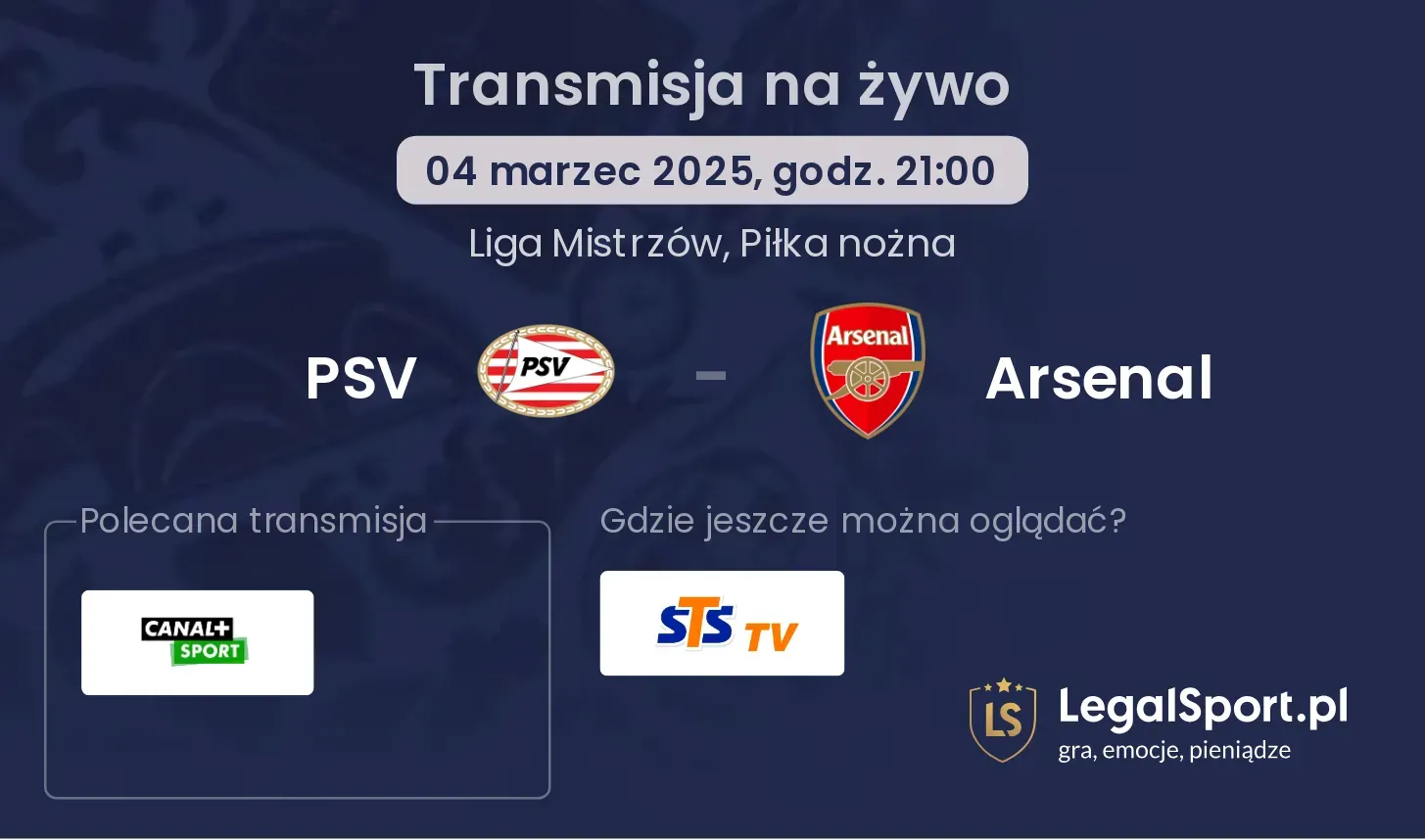 PSV - Arsenal transmisja na żywo