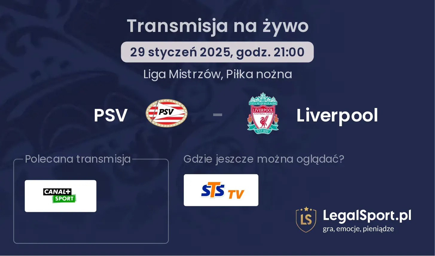 PSV - Liverpool transmisja na żywo