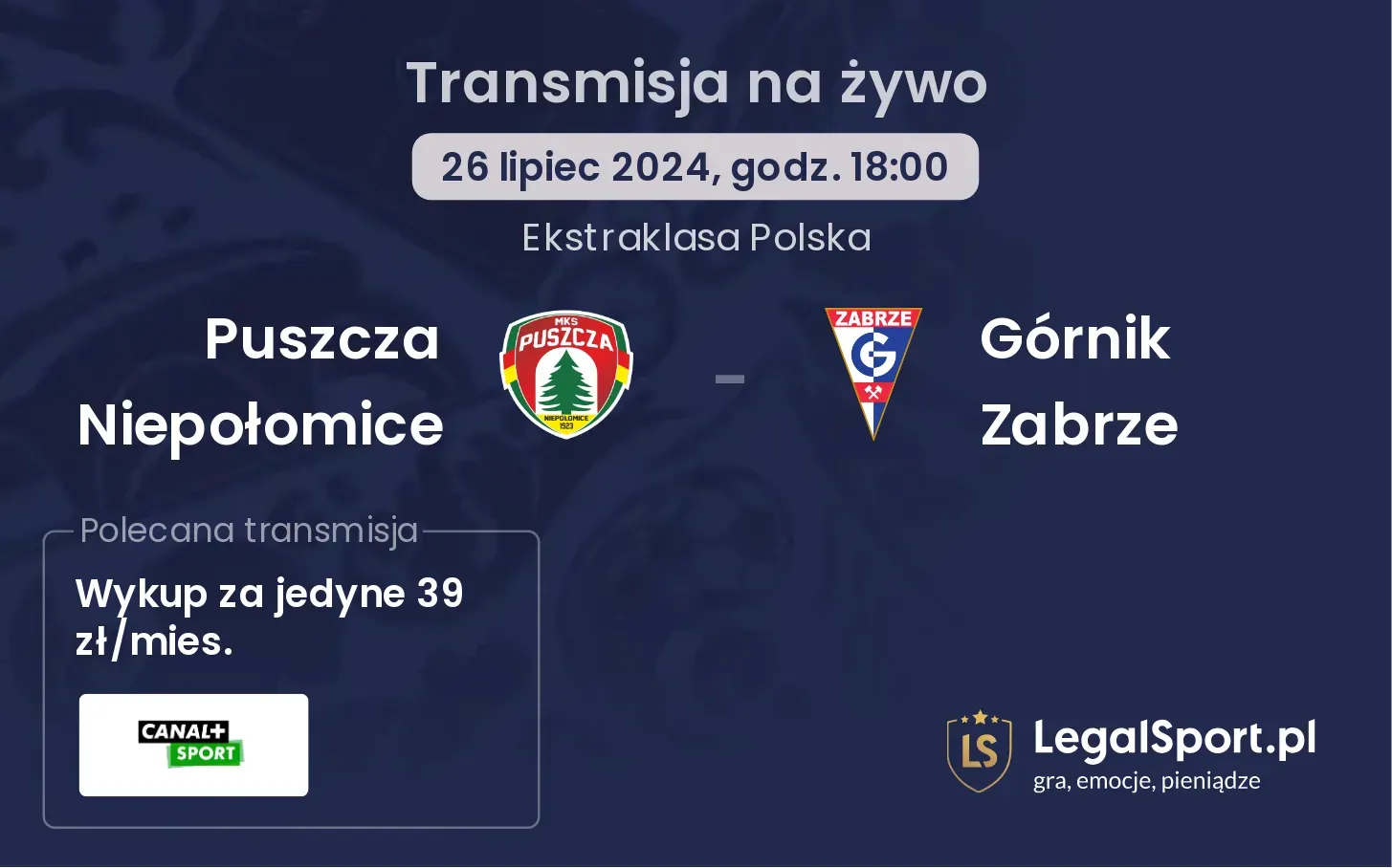 Puszcza Niepołomice - Górnik Zabrze transmisja na żywo