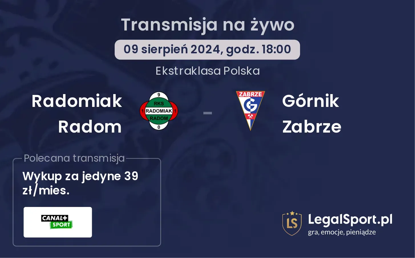 Radomiak Radom - Górnik Zabrze transmisja na żywo