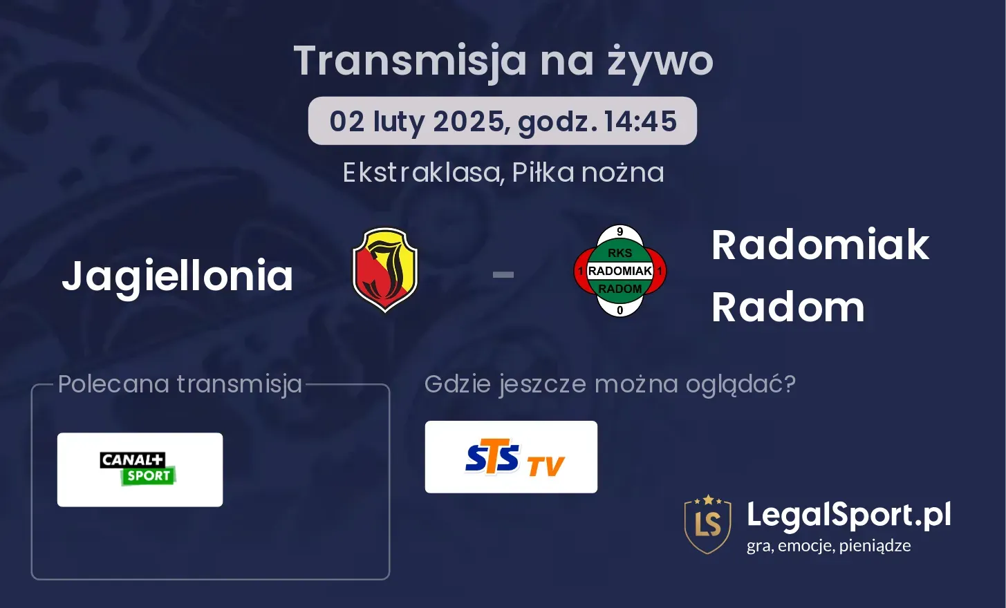 Jagiellonia - Radomiak Radom gdzie oglądać?