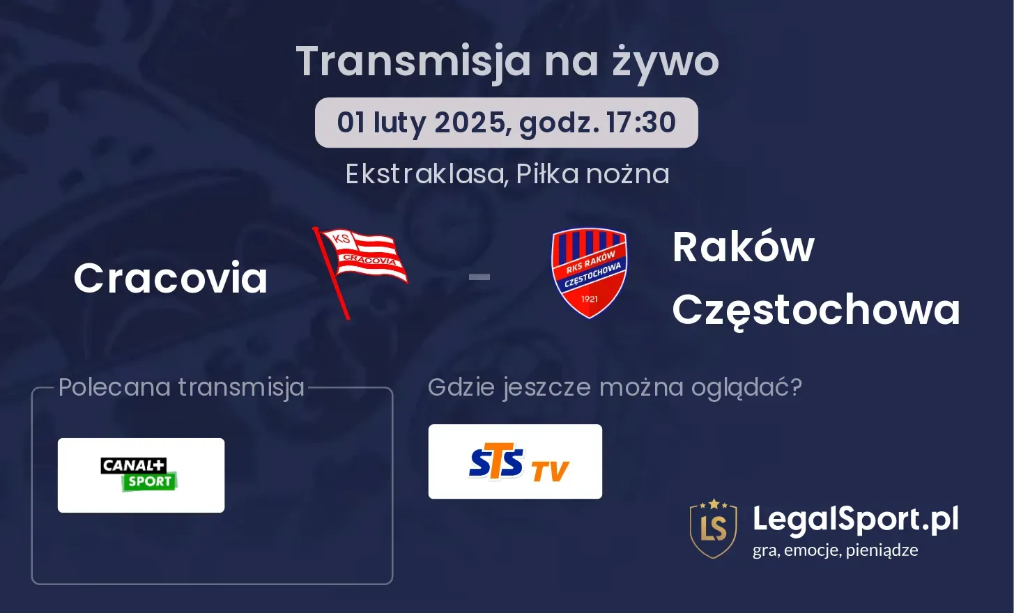 Cracovia - Raków Częstochowa gdzie oglądać?