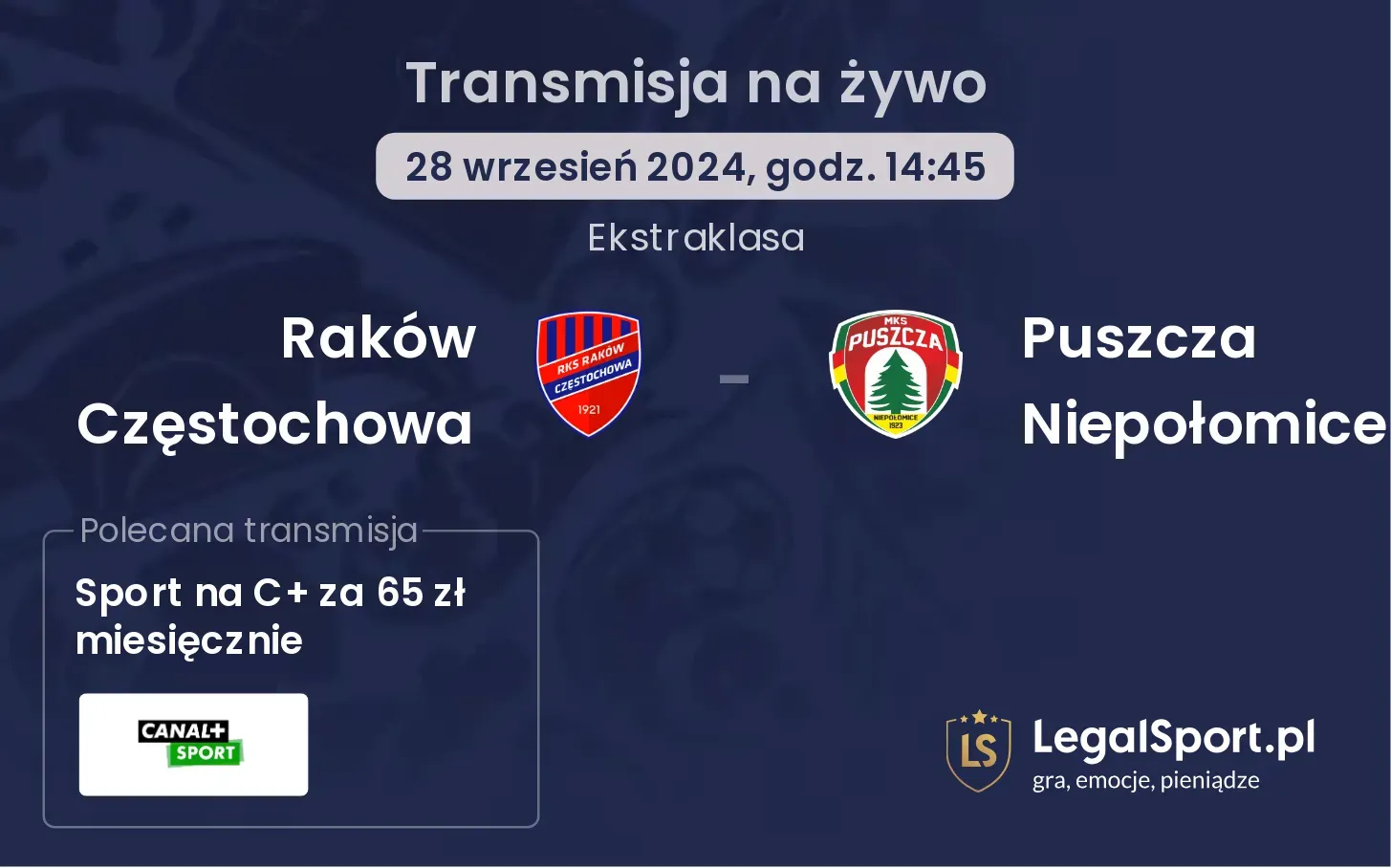 Raków Częstochowa - Puszcza Niepołomice transmisja na żywo