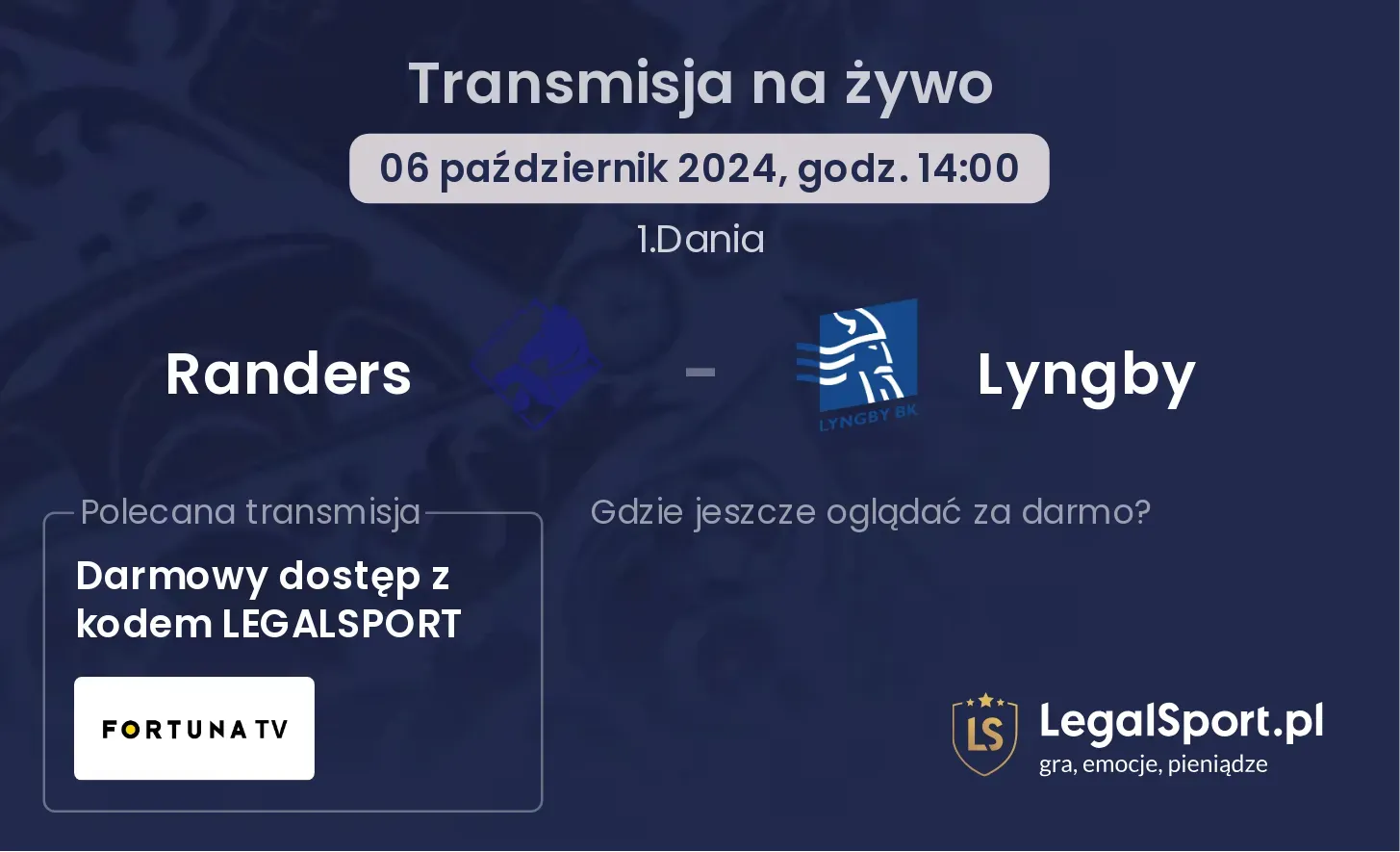 Randers - Lyngby gdzie oglądać? 06.10, godz. 14:00