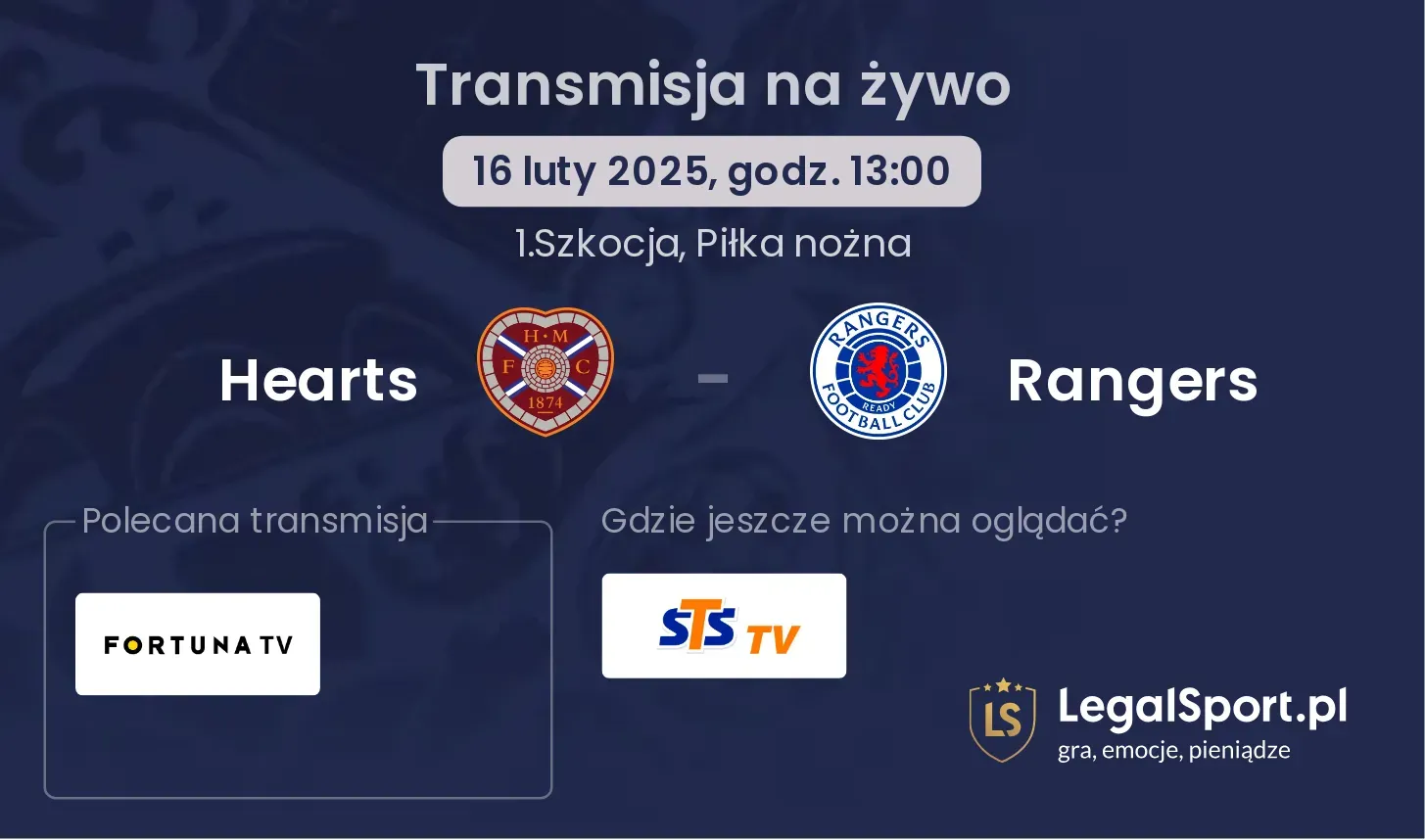 Rangers - Hearts gdzie oglądać? 10.11, godz. 18:00