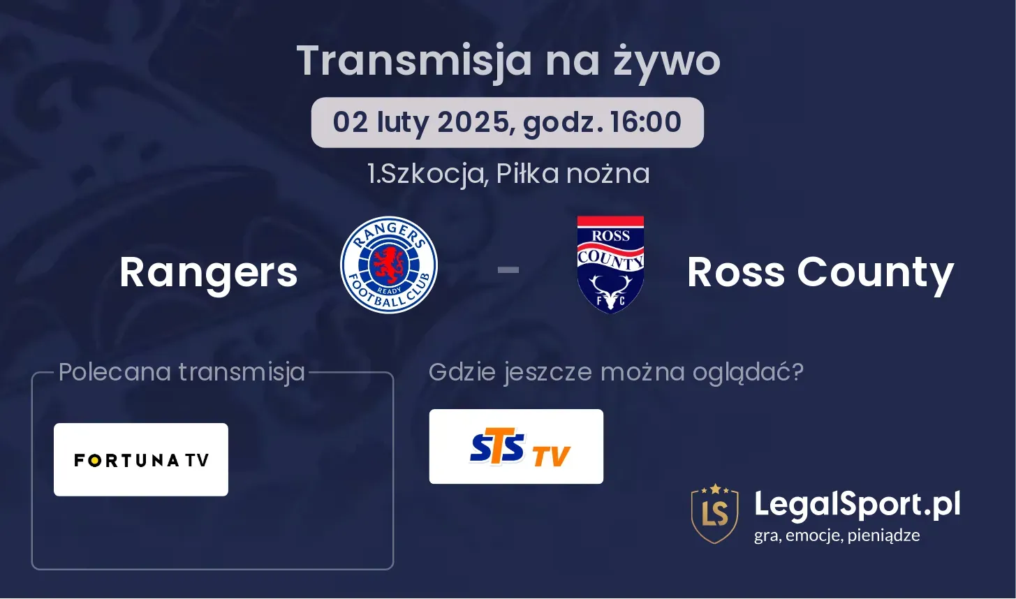 Ross County - Rangers gdzie oglądać?