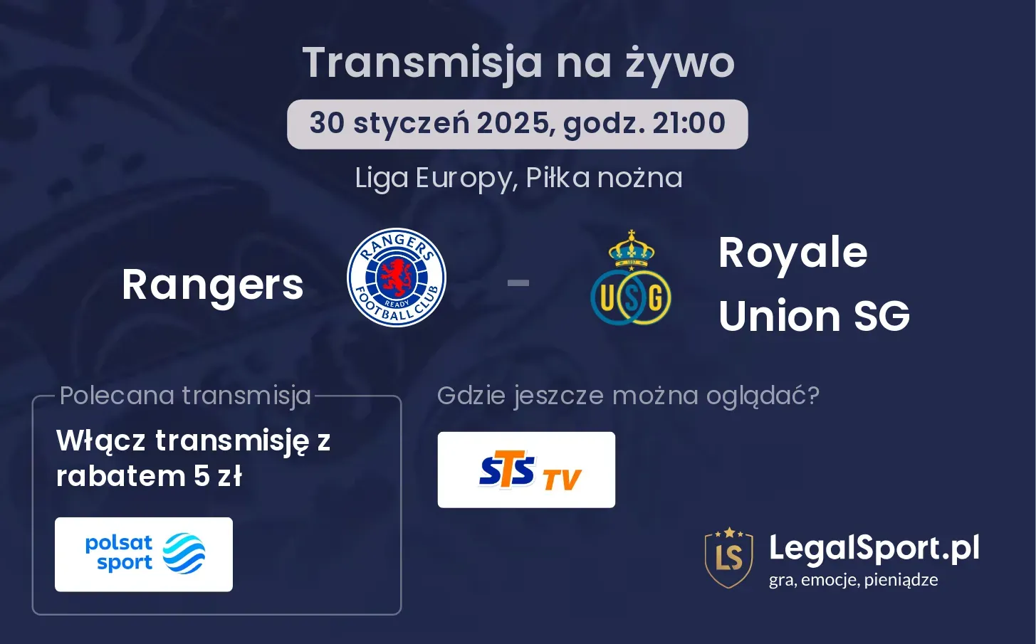 Rangers - Royale Union SG transmisja na żywo