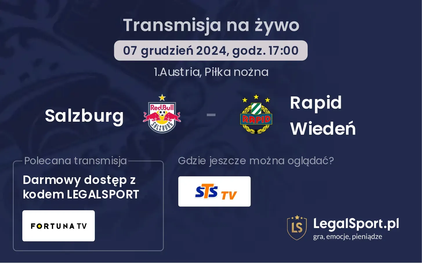 Salzburg - Rapid Wiedeń gdzie oglądać?